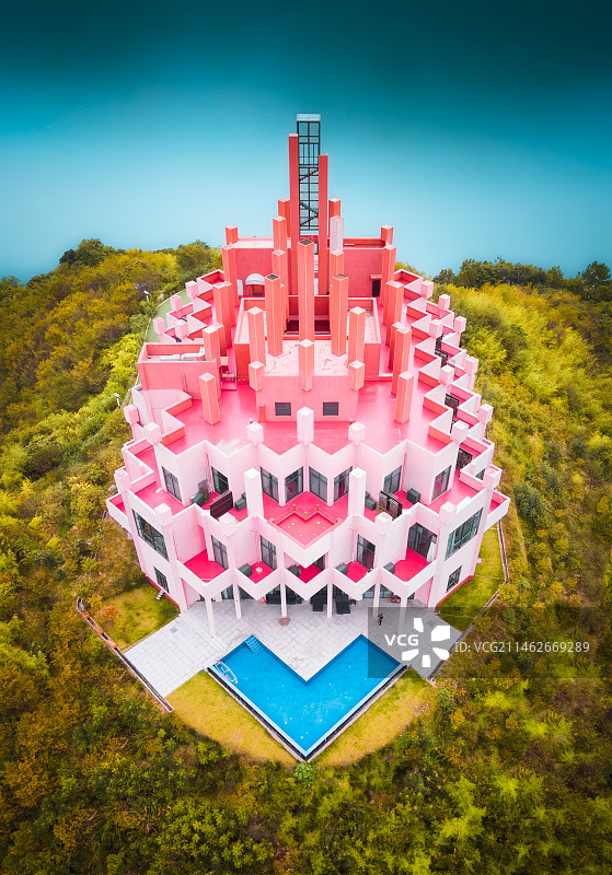 航拍浙江丽水云和湖仙宫景区自然风光图片素材