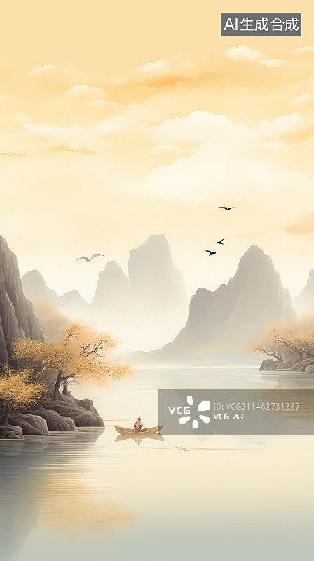 【AI数字艺术】美丽的日落在热带海洋与长尾船在南部的背景下图片素材