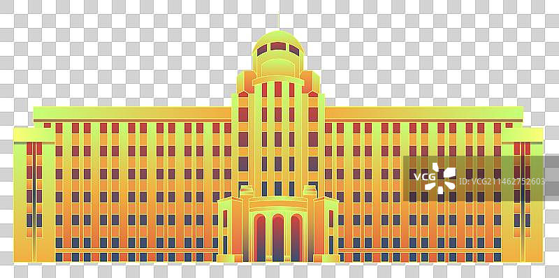 西安大厦插画元素图片素材