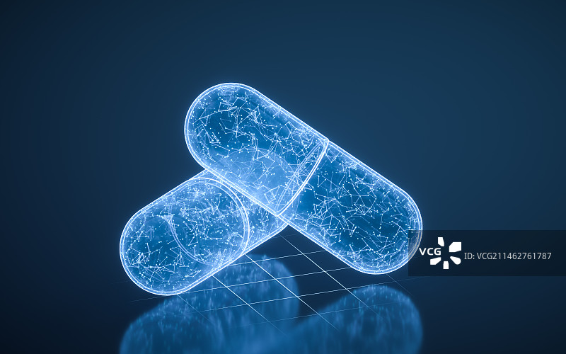 蓝色科技感胶囊3D渲染图片素材