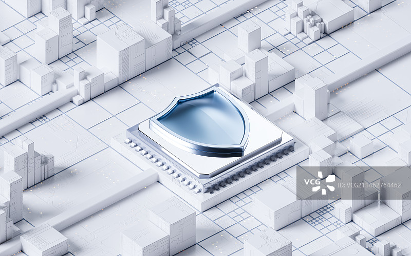 盾牌与安全概念3D渲染图片素材