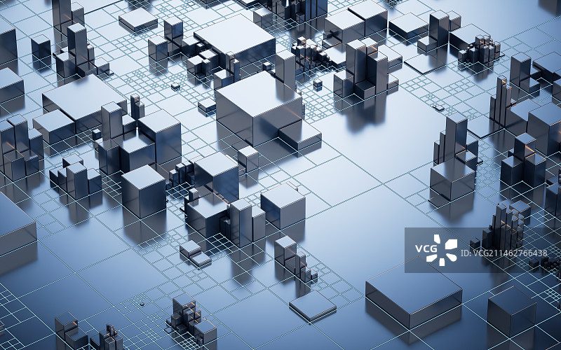 黑色方块几何体科技感背景3D渲染图片素材