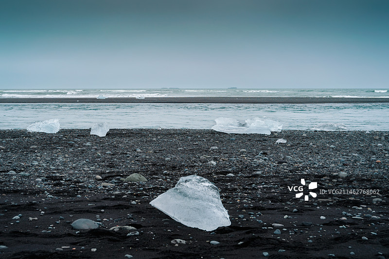 冰岛钻石冰沙滩自然风光图片素材