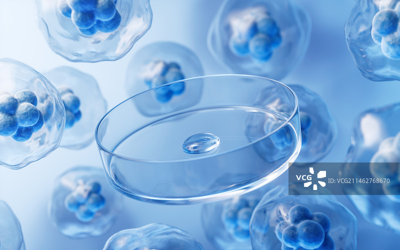 培养皿与细胞背景3D渲染图片素材