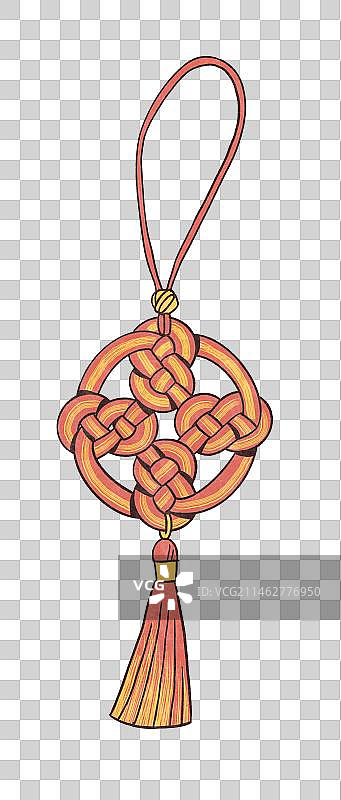 手绘风中国结挂饰插画元素图片素材