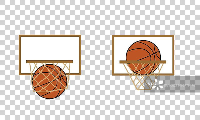 穿过篮球框的篮球卡通插画 免抠元素图片素材