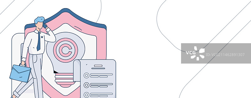 保护知识产权扁平矢量概念运营手绘插画图片素材