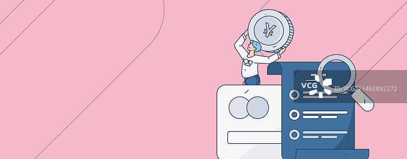 信用卡账单人物扁平矢量概念运营手绘插画图片素材