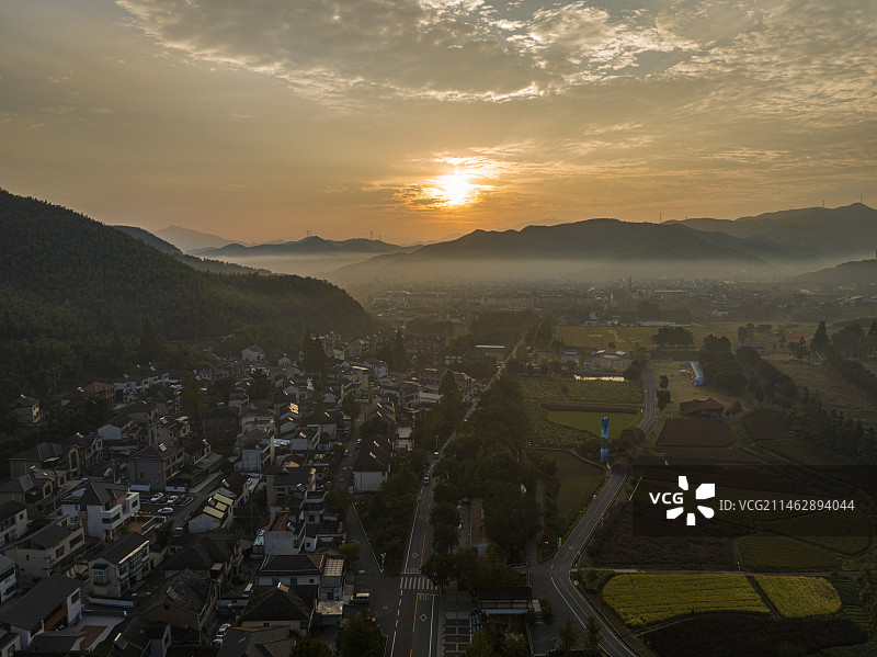 航拍浙江省湖州市安吉县余村风光图片素材