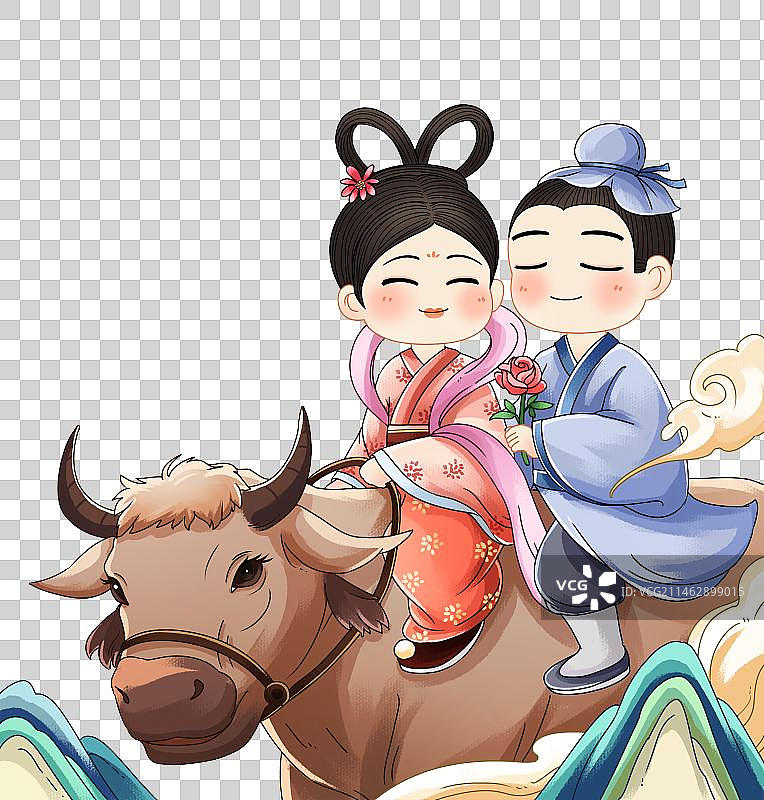 牛郎织女插画图片素材