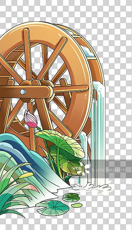 国风水车插画元素图片素材