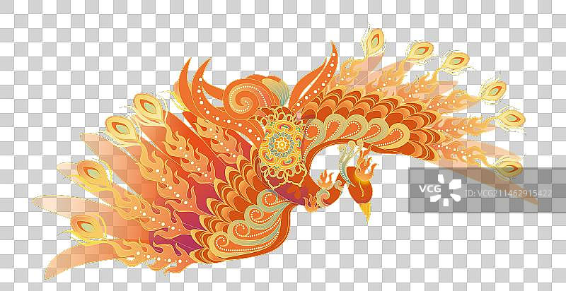 敦煌纹样凤凰展翅图片素材