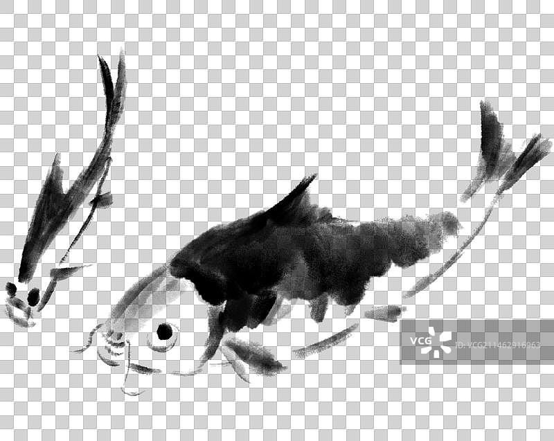 水墨大头鱼元素图片素材