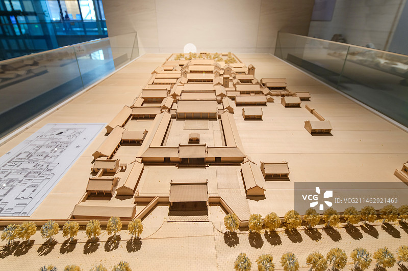 中国山东济宁曲阜孔子博物馆孔府旧藏文物珍品展“诗礼传家”孔府建筑模型图片素材