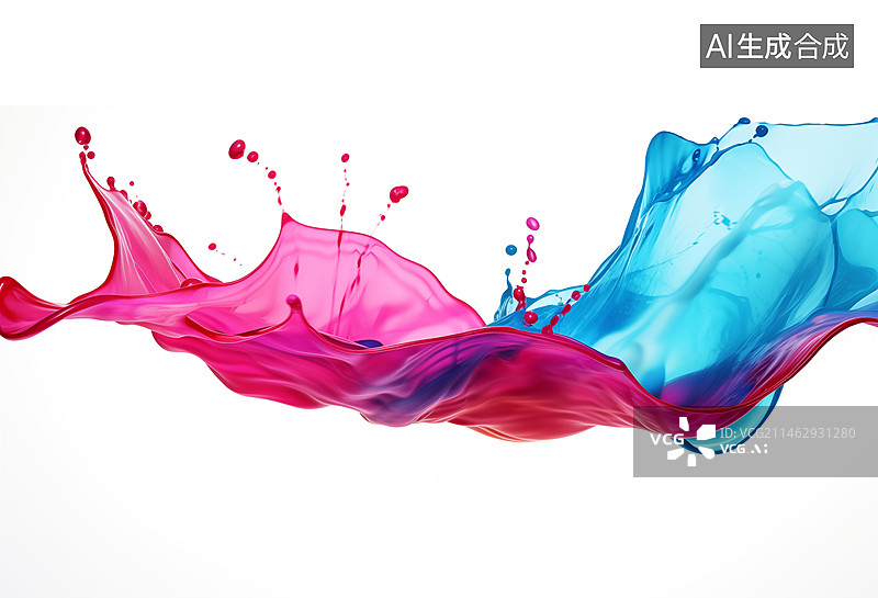 【AI数字艺术】白色背景上流动的彩色液体波浪图片素材