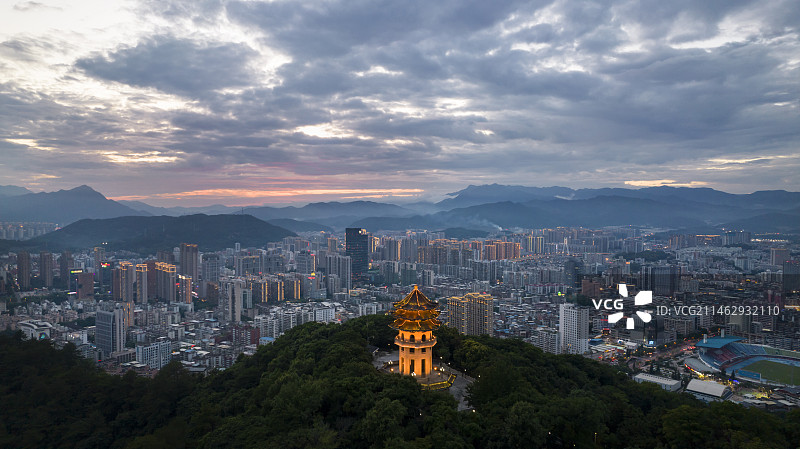 龙岩市,城市风光,航拍,天马山,日出图片素材