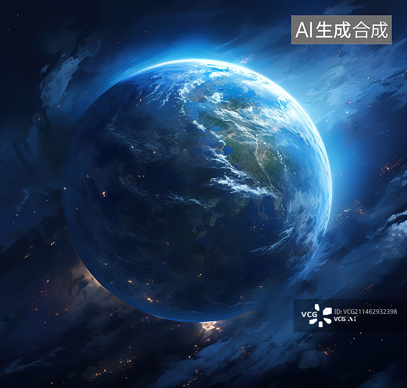 【AI数字艺术】科技概念创意地球图片素材