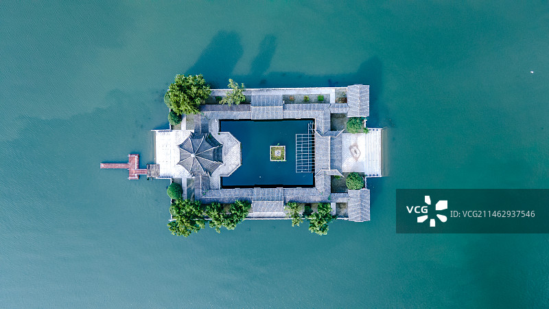 航拍苏州石湖景区天镜阁图片素材