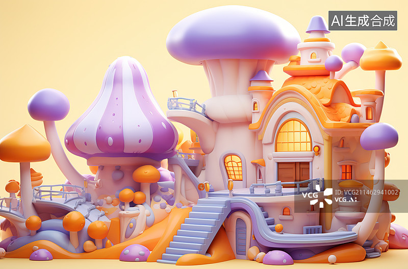 【AI数字艺术】彩色背景下的玩具特写镜头图片素材