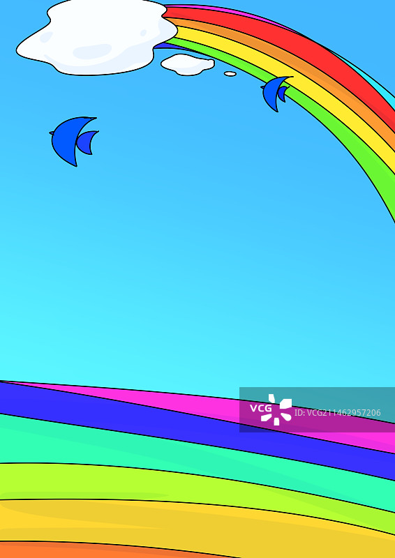 彩虹创意设计想象力简笔风景插画背景图片素材