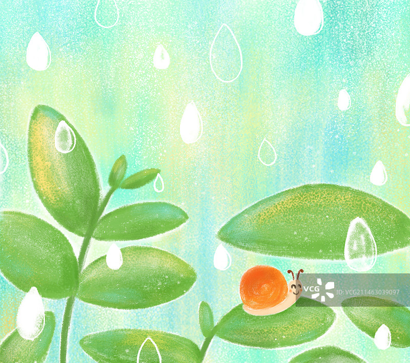 下雨天蜗牛微笑图片素材