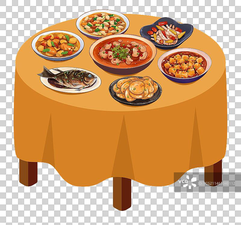 一桌菜插画元素图片素材