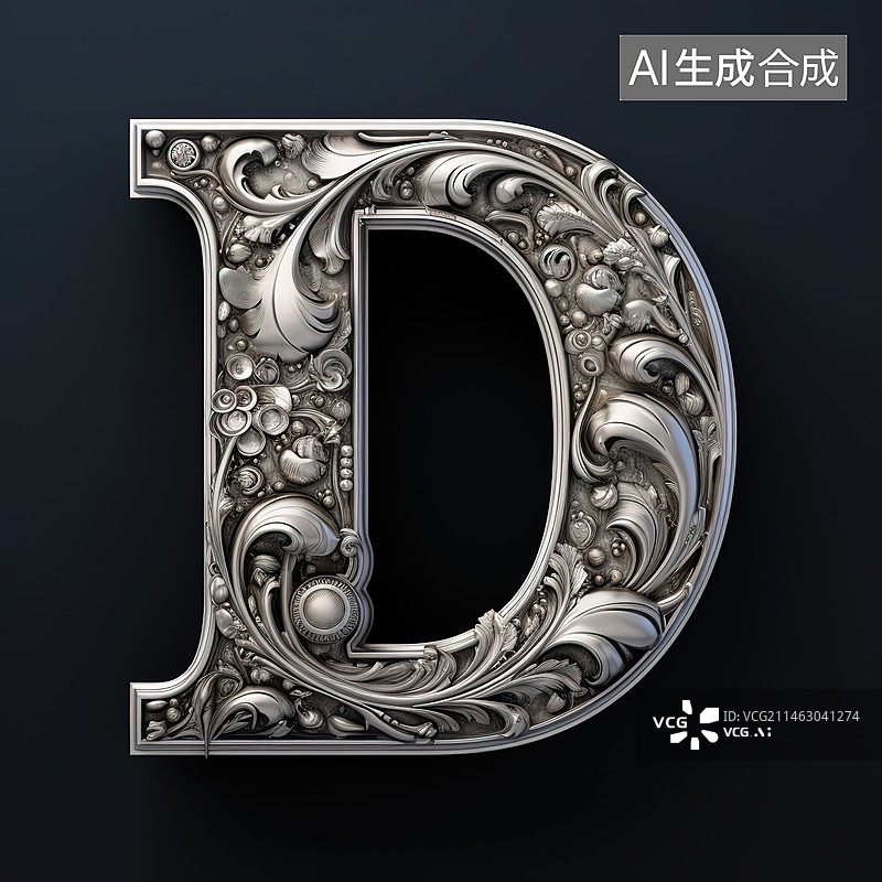 【AI数字艺术】黑色背景下的字母特写镜头图片素材