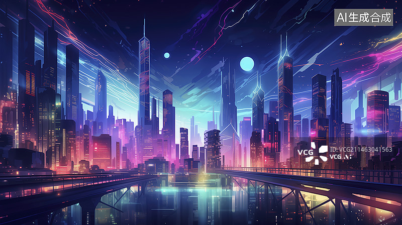 【AI数字艺术】赛博朋克风的街道图片素材