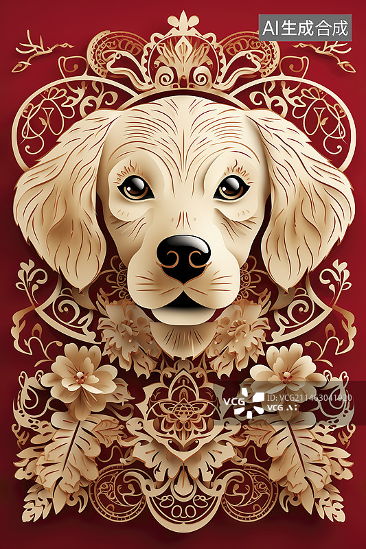 【AI数字艺术】窗花式十二生肖剪纸图片素材