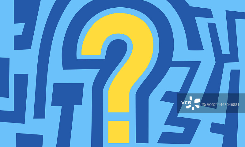 迷宫里的问号象征业务中遇到难题的概念插画图片素材