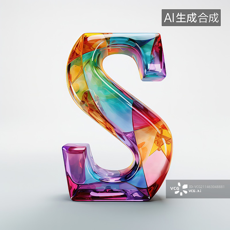 【AI数字艺术】白色背景下的彩色字母特写镜头图片素材