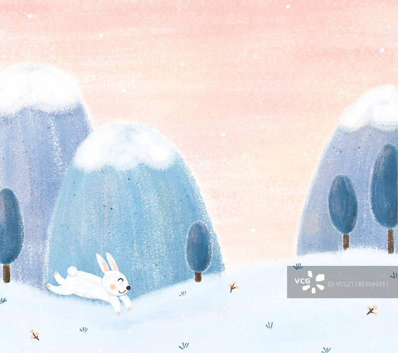 冬天雪地白兔图片素材