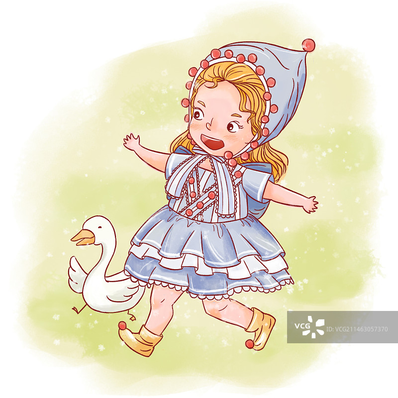 女孩和鸭子图片素材