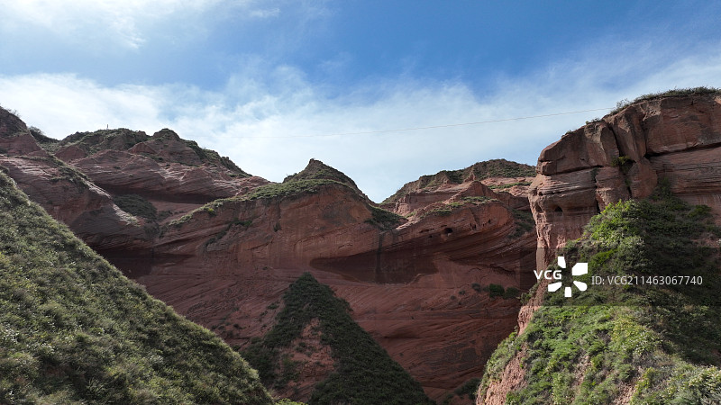 陕西榆林市波浪谷一线天航拍图片素材