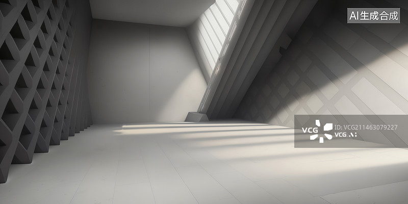【AI数字艺术】工业风混凝土质感展厅空间图片素材