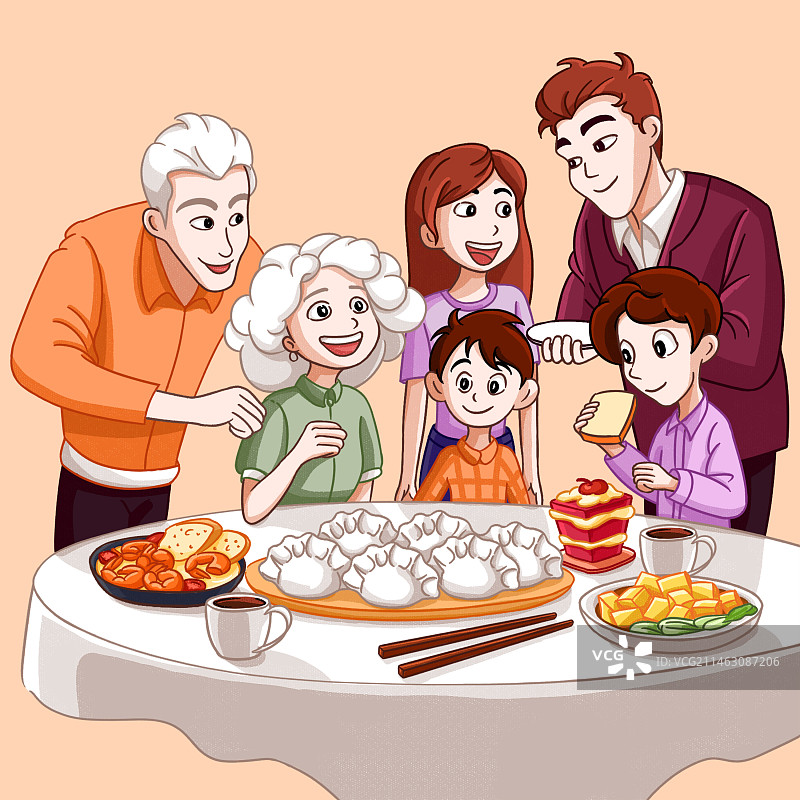 一家人聚餐图片素材