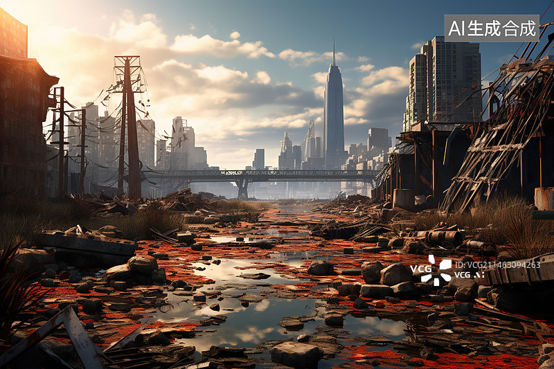 【AI数字艺术】世界末日战争废墟图片素材