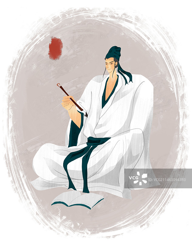 历史名人王勃插画图片素材