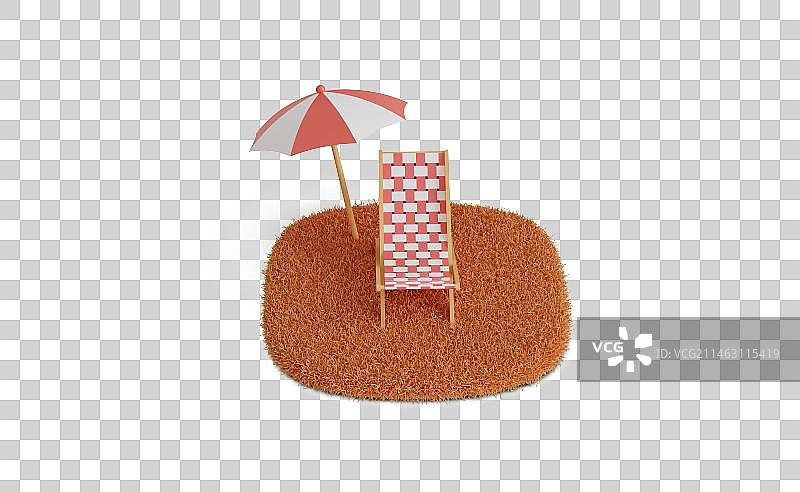 沙滩椅遮阳伞三维插画图片素材