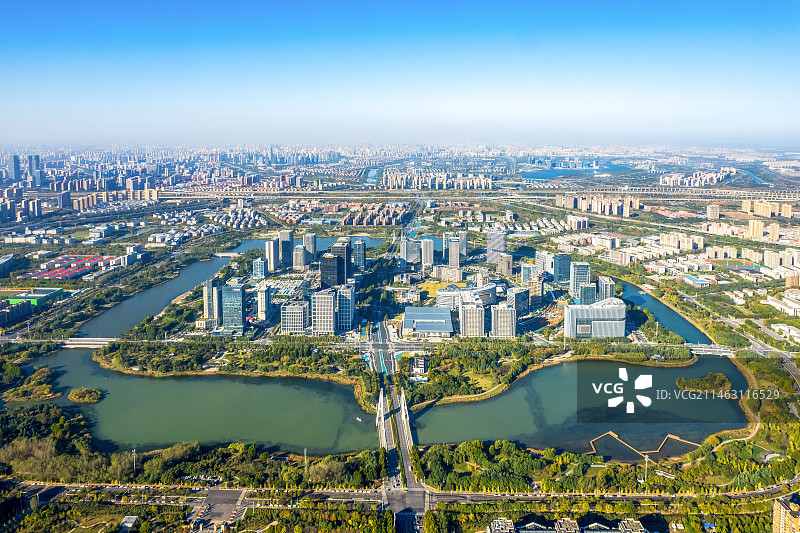 航拍中国河南省郑州市龙子湖商务区图片素材