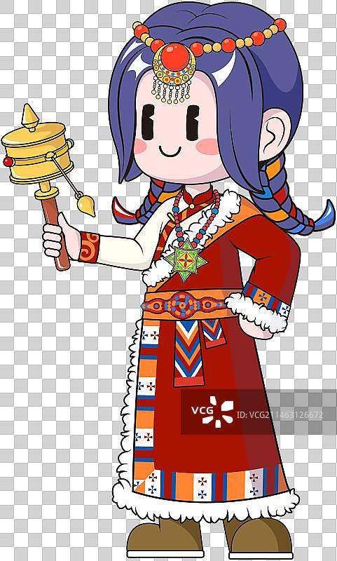 拿转经筒的藏族姑娘图片素材