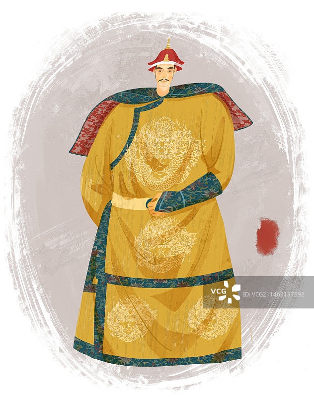 历史名人皇太极插画图片素材