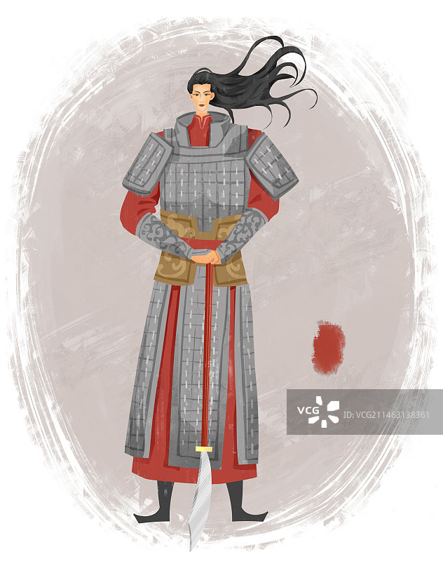 历史名人花木兰插画图片素材