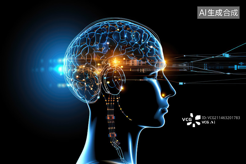 【AI数字艺术】脑电波通信图片素材