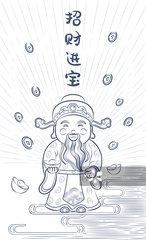 财神到线条装饰画图片素材