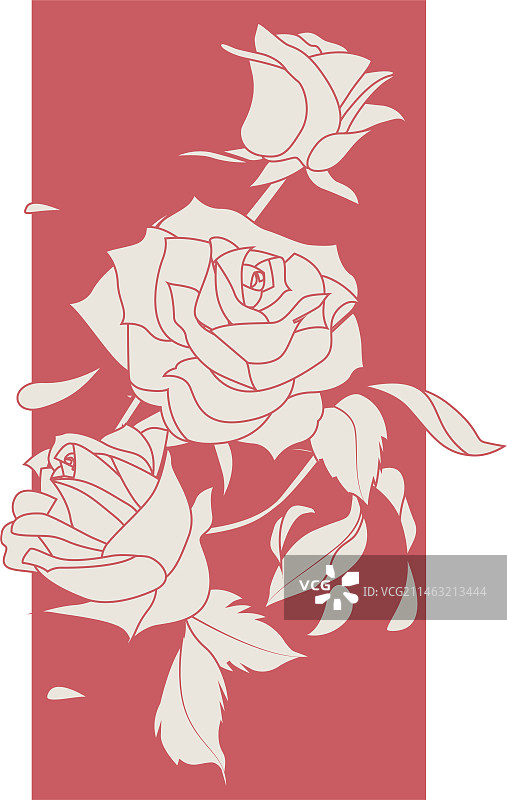 玫瑰花线稿插画图片素材