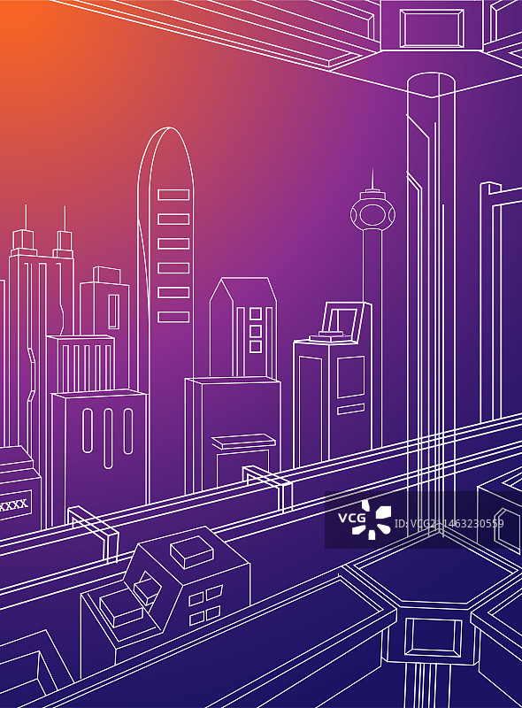 城市建筑矢量插画线稿图片素材