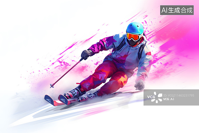 【AI数字艺术】高山极限滑雪图片素材