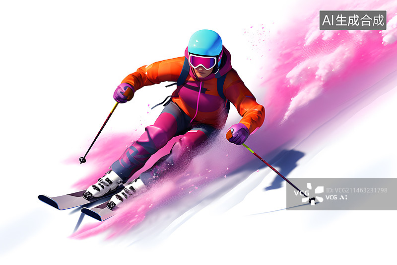【AI数字艺术】高山极限滑雪图片素材