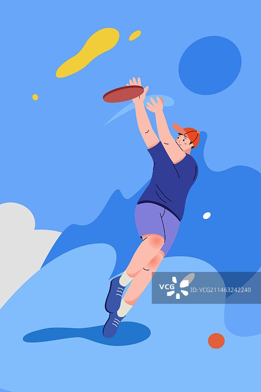 扁平人物户外飞盘运动图片素材